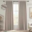 Topfinel 94 Inches Long Taupe Flax Custom Blackout Linen Curtains, Viral Ivory Pinch Pleated Noise Cancelling Curtains with Pin Hooks for Traverse, Burlap Viral Drapes 2 Panels for Living Room
94×"50"