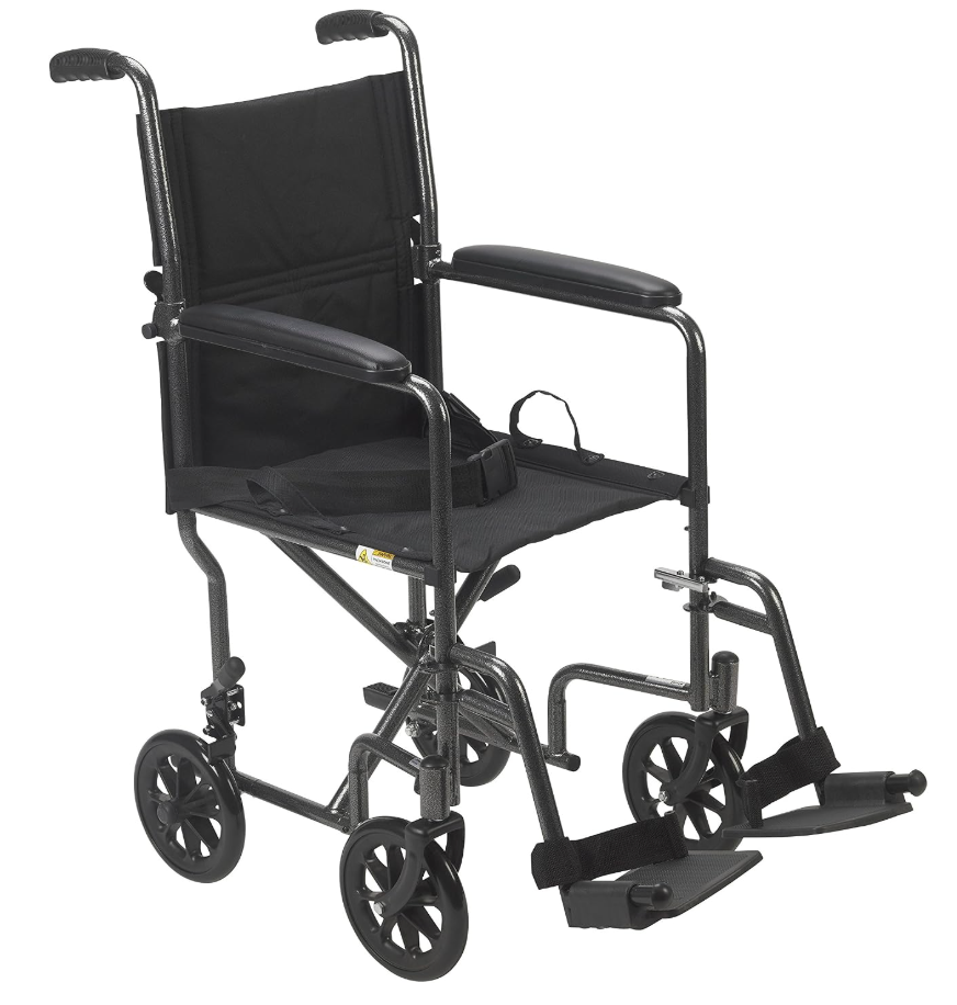 Drive Medical TR39E-SV Transport Wheelchair, Swing-Away Footrest, Silver