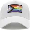 Pride Trucker Hat for Men & Women, LGBTQ Rainbow Flag Mesh Baseball Cap | Pride Month Gift for LGBT Parades & Parties, Adjustable Breathable Embroidered Quick Dry Hat (White)