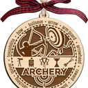 2 x Archery Ornament 2 Layer Wood Design - Theme Holiday Decor for Archer - Christmas Tree Keepsake for Archery Enthusiast - Cozy Holiday Ornament - Sports Themed Wooden Decoration