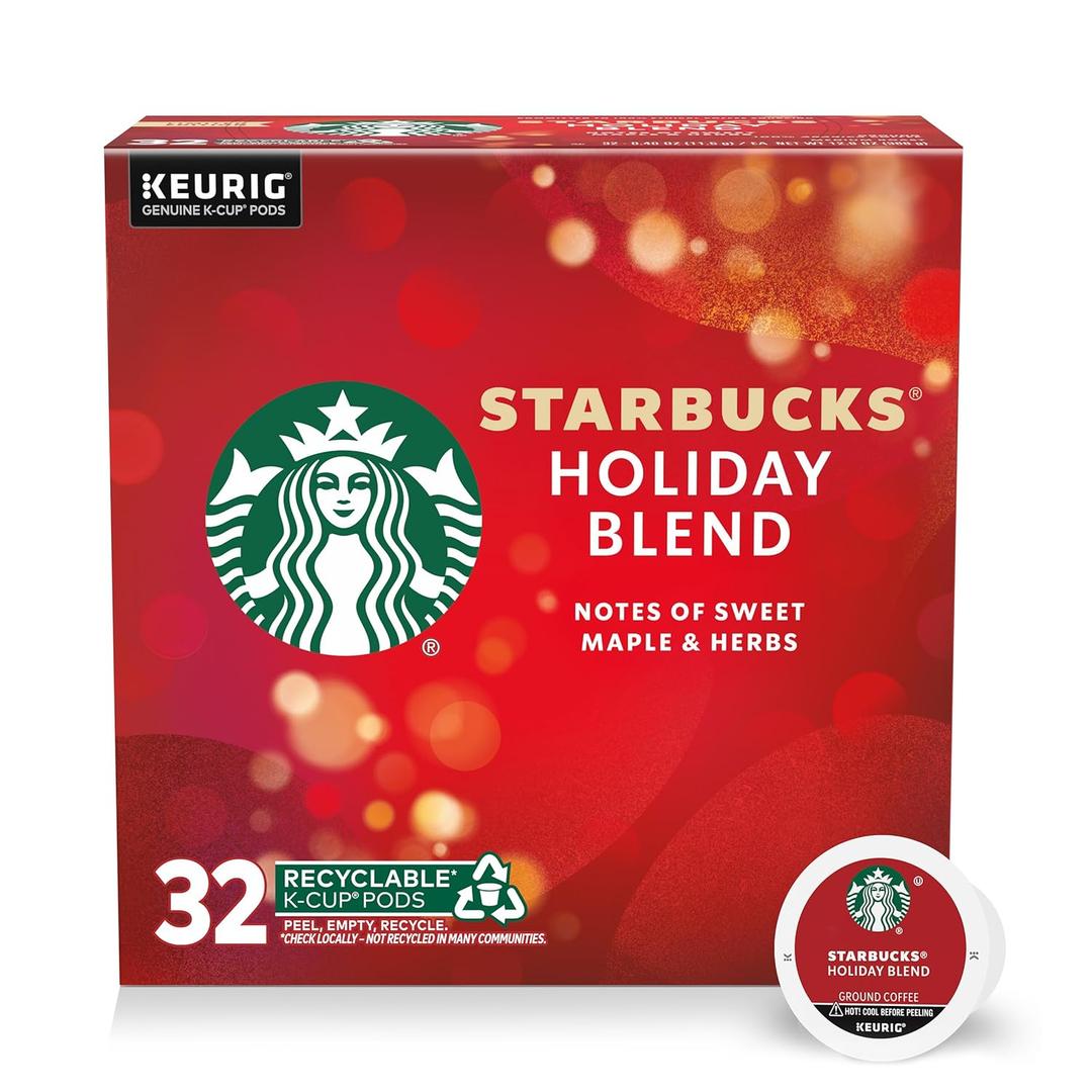 Starbucks K-Cup Coffee Pods, Medium Roast Coffee for Keurig Brewers, Holiday Blend, 100% Arabica, Limited Holiday Edition, 1 Box (32 Pods) (32 Count (Pack of 1))