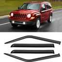 Window Visors for 2007-2018 Jeep Patriot, Rain Guards Shields Vent Deflector Shade Dark Smoke 2008 2009 2010 2011 2012 2013 2014 2015 2016 2017, Tape-On, 4PCS
