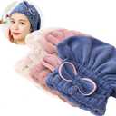 Jseng 3PC Microfiber Hair Towel Caps, Extrame Soft & Ultra Absorbent, Fast Drying Hair Drying Caps Towel Turban Wrap for Wet Hair Women (Beige+pink+blue)