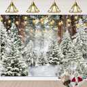 Winter Forest Scene Backdrop 7x5FT Christmas Tree Snowy Snowflake Wonderland Scene Photography Background Winter Holiday Party Decorations Supplies Photo Props