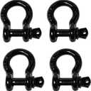 4 Pack Black Rigging 1/2" Bow Shackles D Ring Rugged 10 Ton 22,000 Lbs Breaking Strength, WLL 2 Ton 4400 lbs w 5/8'' Pin Clevis Screw Heavy Duty f Marine Boat Anchor ATV UTV Recovery