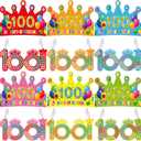 Tatuo 72 Pcs 100th Day of School Decorations, 36 Sets 100 Days Paper Crowns & Glasses, Bulk Happy 100th Day of School Celebration Favors for Kids, Kindergarten, Preschool, Classroom Reward