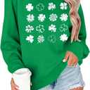 St Patricks Day Sweatshirt Women St Patricks Day Shirt Funny Shamrock Sweater Irish Lucky Long Sleeve Pullover Tops (XXL)