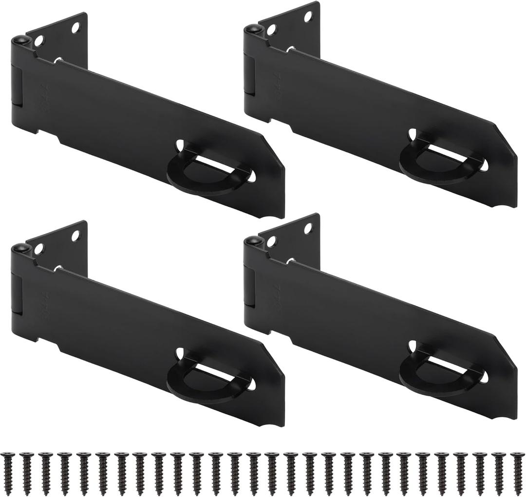 2 x 5 Inch Door Lock Hasp Latch, Security Packlock Clasp Hasp Lock Latch, Stainless Steel Gate Lock Hasp for Outdoor Fence Gate,Barn Door, Cabinet, Drawer, Brushed Finish with Screws, 4 Pack