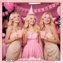 100 Set Pink Plastic Cups with Lids and Straws 12 oz Disposable Drinking Clear Cups for Wedding Pink Birthday Party Supplies