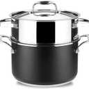 MAGEFESA Prisma  7.9 inches steam pot with lid, made in 18/10 stainless steel, for all types of kitchens, INDUCTION, easy cleaning, dishwasher and oven safe up to 392F
