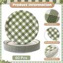 60 Pcs Sage Green Gingham Paper Dessert Plates 9 Inch Disposable Checkered Plaid Dinner Plates for Birthday Baby Shower Wedding Camping Themed Party Supplies, 4 Styles