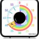 Secura 60-Minute Visual Timer, 7.5 Inch Magnetic Rainbow Countdown Timer for Classroom or Kitchen, Durable Mechanical Timer Clock with Magnetic Backing (Black & Star)
