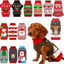 Dog Christmas Reindeer Christmas Sweater for Cats Snowflake Dog Holiday Sweater with Leash Hole Outfits for Dogs Clothes for Dachshund Chihuahua Frenchie (Small)