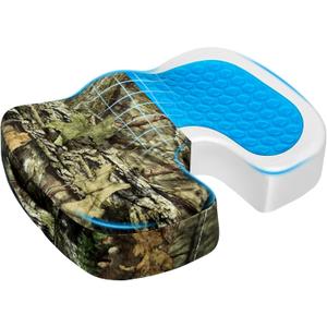 Season Guard Tailbone Pain Relief Office Chair Seat Cushion, Memory Foam Gel Seat Cushion for Sciatica Pain Relief with Washable Cover, Butt Cushion for Long Sitting, Velvet, Mossy Oak, 17.7"L*13.7"W*2.8"H