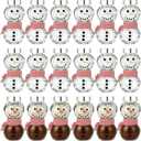 Vesici 24 Pcs Christmas Hot Chocolate Bar Supplies 1.69 oz Snowman Mini Glass Jars Small Christmas Candy Jar with Silver Lids Stickers Red Bow Plaid Ribbon for Xmas Gifts Holiday Party Favors
