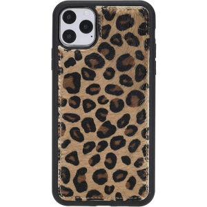 Venito Lucca Leather Case Compatible with iPhone 11 Pro Max (6,5inch) – Extra Secure with Padded Back Cover - Furry Leopard