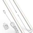 Plug-in Under Cabinet Lighting, Dimmable Under Counter Lights for Kitchen, 2pcs 12 Inch, Natural White 4500K Linkable Wired Closet Light, Indoor USB Led Lights Bar for Desk, Sink, Workbench (No Motion Sensor-2 Pack)