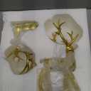 2Pcs Christmas Reindeer Figurines, Resin Reindeer Sculpture, Gold Elk Statues Decor for Living Room Bedroom Bathroom Bookshelf Office Desktop Cabinets (Gold, S)