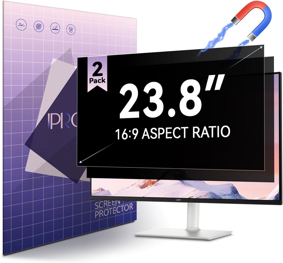 [2-Pack] Magnetic 23.8 Inch Computer Privacy Screen Protector for 16:9 Monitor, Removable 23.8in Private Filter for Anti Glare Block Blue Light, Screen Cover Shield Office Shade for Desktop TV Monitor