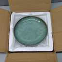 Henten Home Ceramic Dessert Plates, 8.5 Inch Salad Plate Set of 4, Porcelain Snack Serving Dishes for Cake, Kitchen, Microwave & Dishwasher Safe, Reactive Glaze (Green)