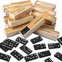 Hungdao Pack of 80 Mini Dominoes Set for Adults Bulk Double 6 Dominoes Wooden Miniature Classic Board Games Party Favor Travel Box Educational Toys with Brown Wood Case