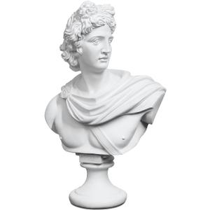 YUEOECOR 14.2in Greek Statue of Apollo, Classic Roman Bust Greek Mythology White Sculpture for Home Dcor