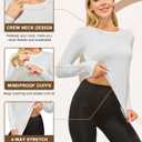 2 Pack Women's Thermal Shirts Long Sleeve Fleece Lined Base Layer (Large, White)
