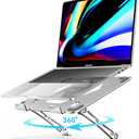 Laptop Stand Adjustable Laptop Holder for Desk, Foldable Laptop Riser Portable Computer Stand Compatible with MacBook, Lenovo, HP and All Silver