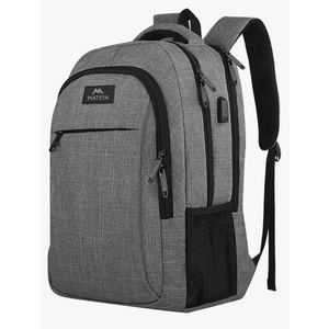 MATEIN Travel Laptop Backpack, Business Anti Theft Slim Sturdy Laptops Backpack with USB Charging Port, Water Resistant College School Computer Bag Gift for Men & Women Fits 15.6 Inch Notebook, Grey