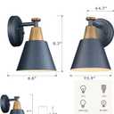 FEMILA Modern Wall Sconces Set of 2, 1-Light Wall Lighting Bathroom Sconces Single Vanity Light, Hammered Metal Shade, Dark Blue,4FG59B-2 Blue
