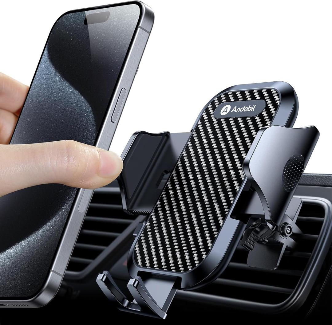 andobil Phone Holders for Your Car - Air Vent Phone Mount, Ultra-Stable Metal Clip with Anti-Shake & 360° Rotation, Universal Car Mount Fit iPhone 16/15/14/13/12 Pro Max/Android/Samsung Galaxy