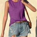 ZIWOCH Womens Crew Neck Tank Tops Sleeveless Loose Fit Shirts (Purple)