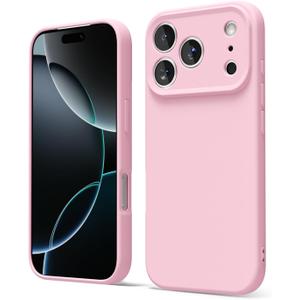 oakxco for iPhone 17 Pro Max Phone Case Liquid Silicone, Cute Thin Slim Grip Soft Rubber Gel for Women Men, Smooth Matte TPU Plain Solid Color Girly Simple Case with Camera Cover, Light Pink