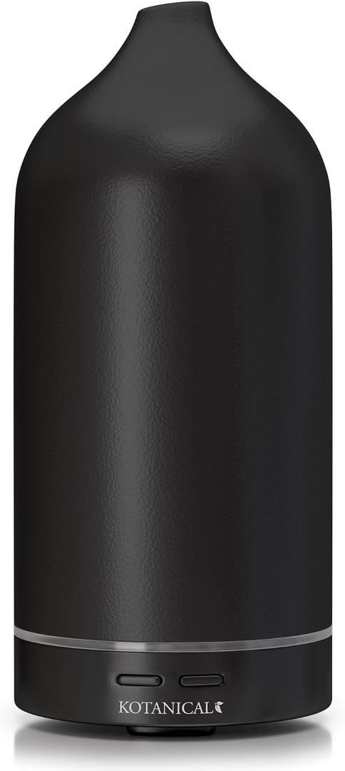 Black Stone Essential Oil Diffuser Ceramic Aromatherapy Diffuser with Ultrasonic Mist, LED Ambient Light & Auto Shut-Off for Home, Bedroom, Office