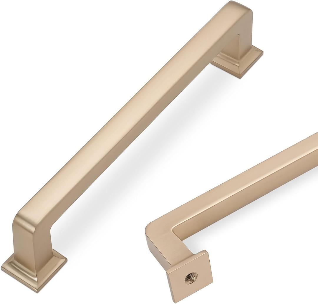 COTYKILEY 10 Pack 5 Inch(128mm) Champagne Bronze Kitchen Cabinet Handles Brushed Brass Cabinet Pulls Cabinet Door Handles Gold Kitchen Cabinet Hardware Cupboard Drawer Pulls Dresser Handles