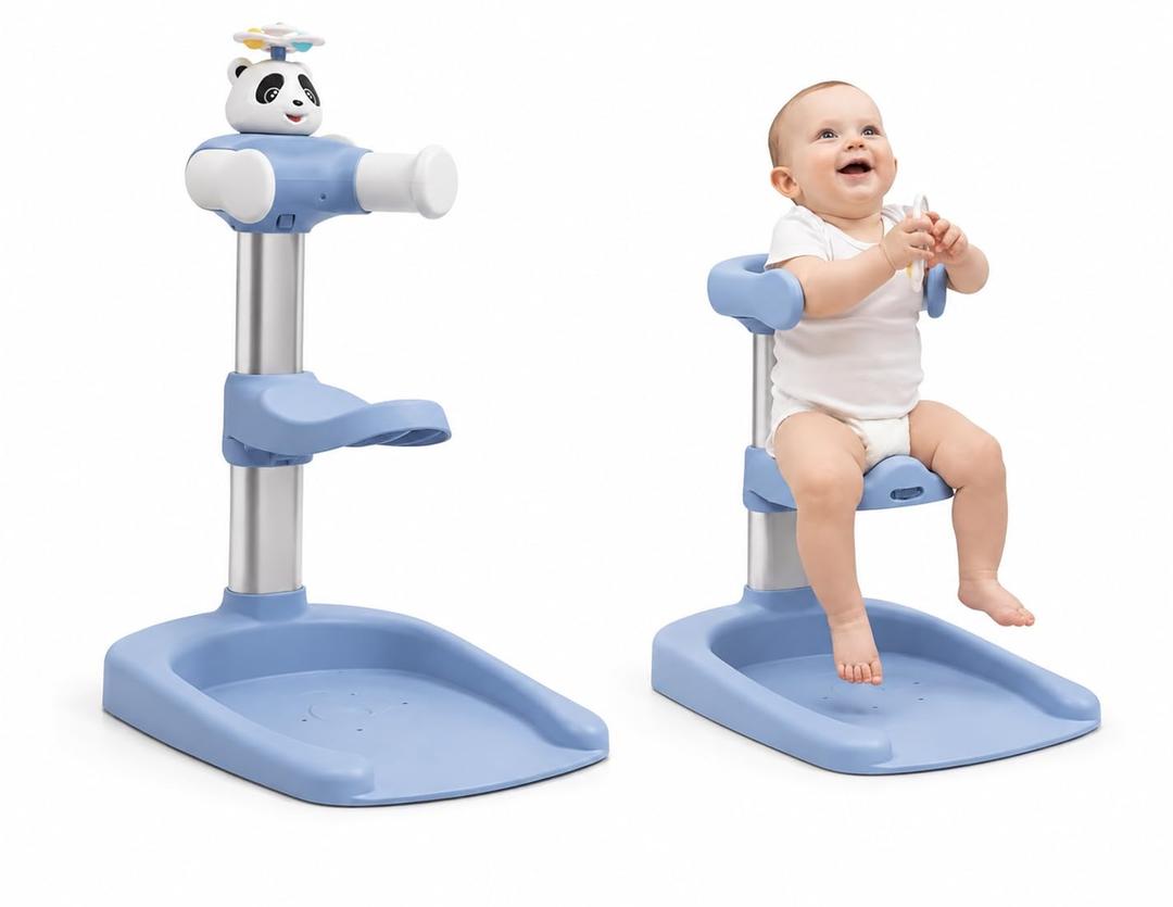 Baby Shower Stand with Built-in Seat and Bath Toy | Baby Bath Stand Height-Adjustable Washing Stand for Toddlers | Soporte para Bañera con Asiento y Juguete (Blue)