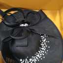 dressfan Vintage Fascinator Hats for Women,Linen Pearl Fascinator for Derby Church Wedding Tea Party (Black)