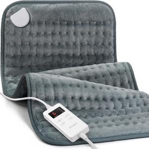 Heating Pad for Back & Period Cramps, Portable Heating Pad for Neck and Shoulders and Back with Auto Shut Off Large, Machine Washable, Christmas Gifts for Women, Men (Gray-12x24 Inch)