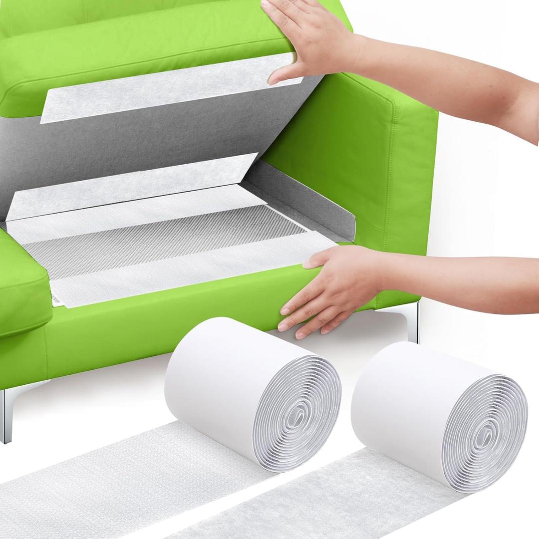 4.4" x 10 FT Hook and Loop Tape for Couch Cushions, Heavy Duty Adhesive Tape Roll, Anti Slip Rug Gripper, Wall Adhesive Strips, No Punching Wall Mounting