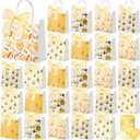 Hosuly 50 Pcs Bee Clear Plastic Gift Bags with Handles Honey Bee Goodie Treat Bags for Birthday Party Favors Candy Snack Baby Shower Gender Reveal Decoration, 7.87 X 7.87 x 3.15 inches