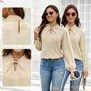 AOVDE Women's Dressy Casual Blouses Long Sleeve Trendy Fall Shirts Business Work Tops (Beige, XL)