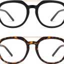 AMOMOMA 2 Pack Retro Aviator Square Reading Glasses for Women Men,Classic Blue Light Computer Womens Readers AM6161 (Ac1.black+c4.tortoise)