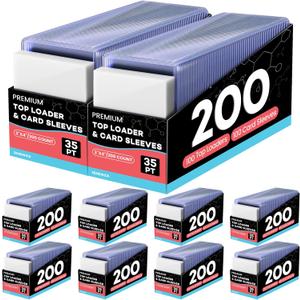 2000 Card Sleeves Top Loaders for Cards, 3" x 4" Hard Plastic Toploaders, Baseball Card Protectors, Trading Card Holder for Football Sports Cards (1000 Toploaders + 1000 Penny Sleeves)