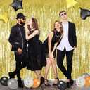 2 x 3Pcs Gold Metallic Tinsel Foil Fringe Curtains,3.28ft x 6.56ft Gold Photo Booth Backdrop Streamer Curtain,Photo Booth Props,Ideal Bachelorette Party Supplies, Birthday, Christmas,New Year Decorations