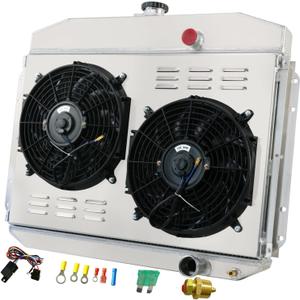Aluminum Radiator for 1961 1962 1963 1964 Ford F100 F250 F350 Pickup Truck L6 V8 3 Row Core Shroud Fan Relay Replacement Radiators
