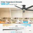 ocioc 52 inch Ceiling Fans with Lights, Large Air Volume Ceiling Fans with Reversible Quiet DC Motor and Remote（Black）