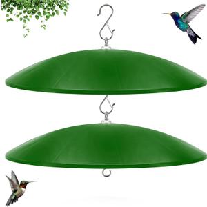 19.25-Inch Extra Large Squirrel Baffle,Hummingbird Feeder Shade Dome Cover, Bird Feeder Rain Guard, Hanging Squirrel Proof for Shepherd's Hook Outdoors (Green) 2 Pack
