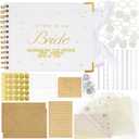 Wedding Guest Book Letters to The Bride Scrapbook Wedding Memory Book Bridal DIY Blank Paper Scrapbook Photo Album Guest Sign with Pearl Stickers(8.5 x 7 Inch,Classic,White)