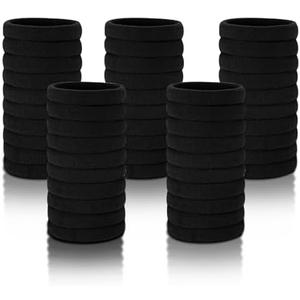 DTDNZKN 50 PCS Black Hair Ties for Women - Ponytail Holders, Rubber Bands for Thick Hair - Gentle on Hair, 1.57 Inch (4 cm) Diameter 3PACK