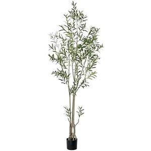 NYPP Artificial Olive 7ft Tree Tall Fake Potted Olive Silk Tree with Planter Large Faux Olive